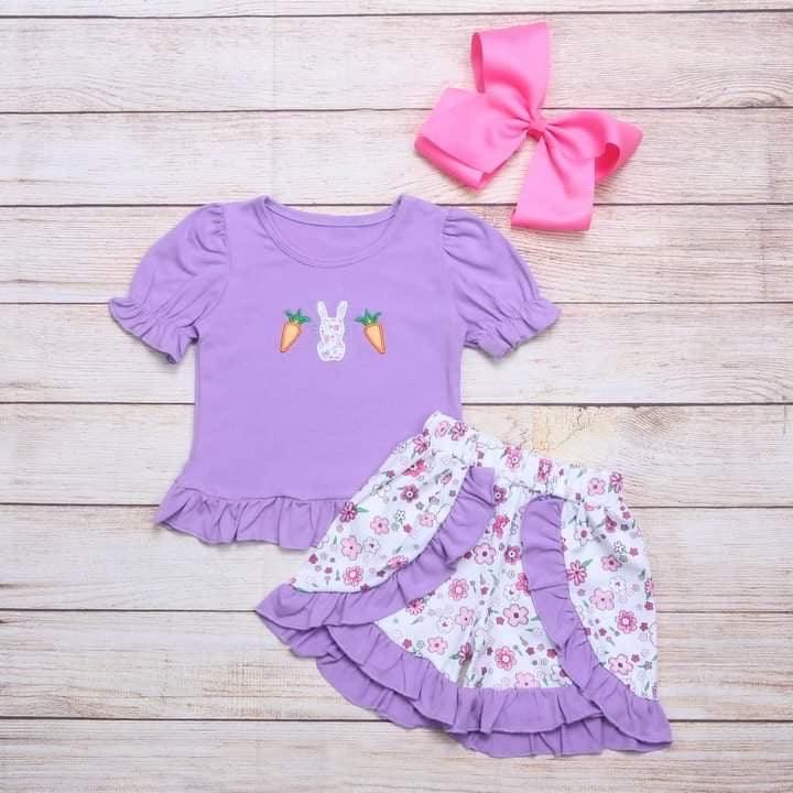 CHLOE - Easter Lilac Girls Short Set - Lele & Co