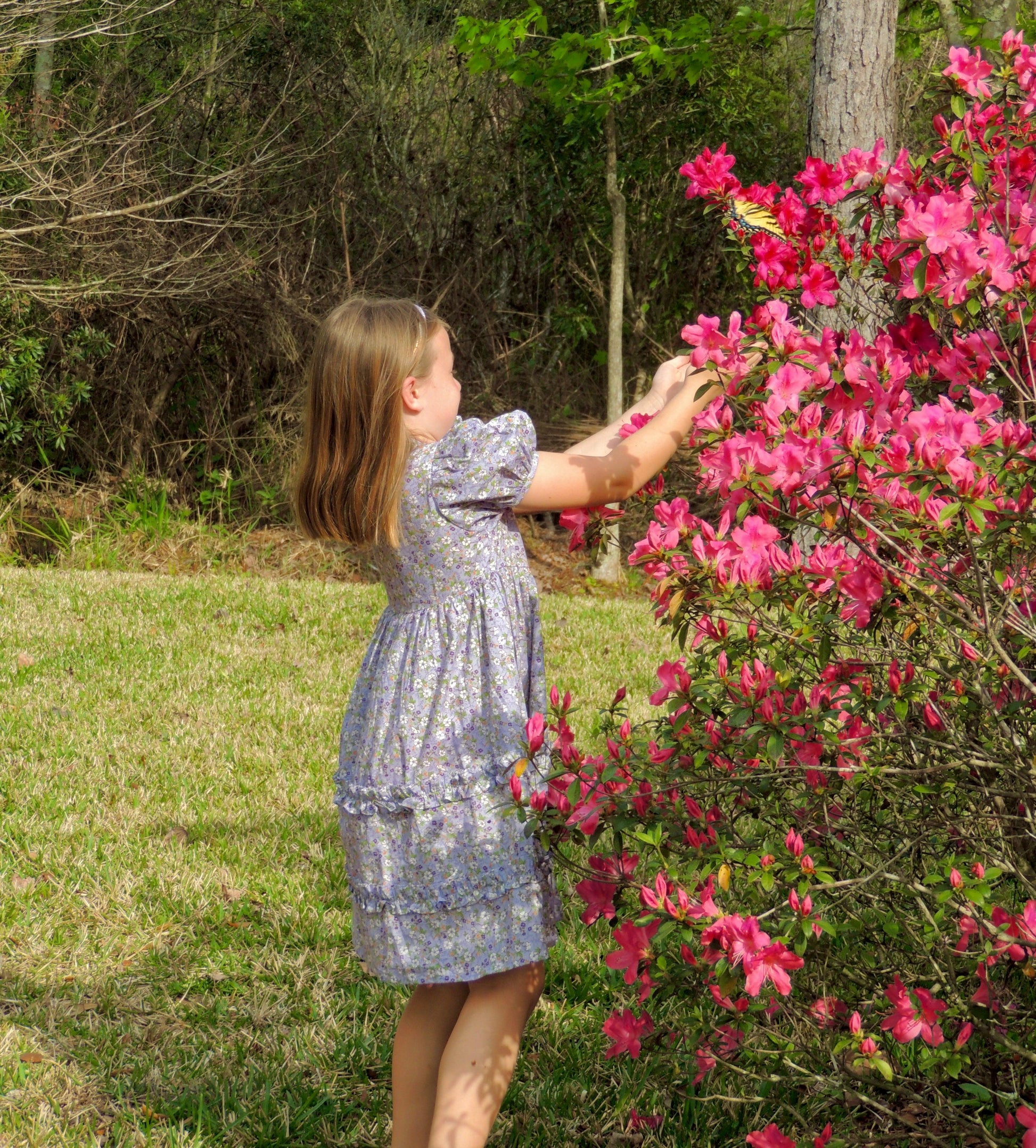 DAHLIA - Girls Summer Short Puff Sleeve Ruffled Floral Dresses - Lele & Co