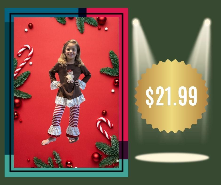 Girls Holiday Gingerbread Outfit - Lele & Co