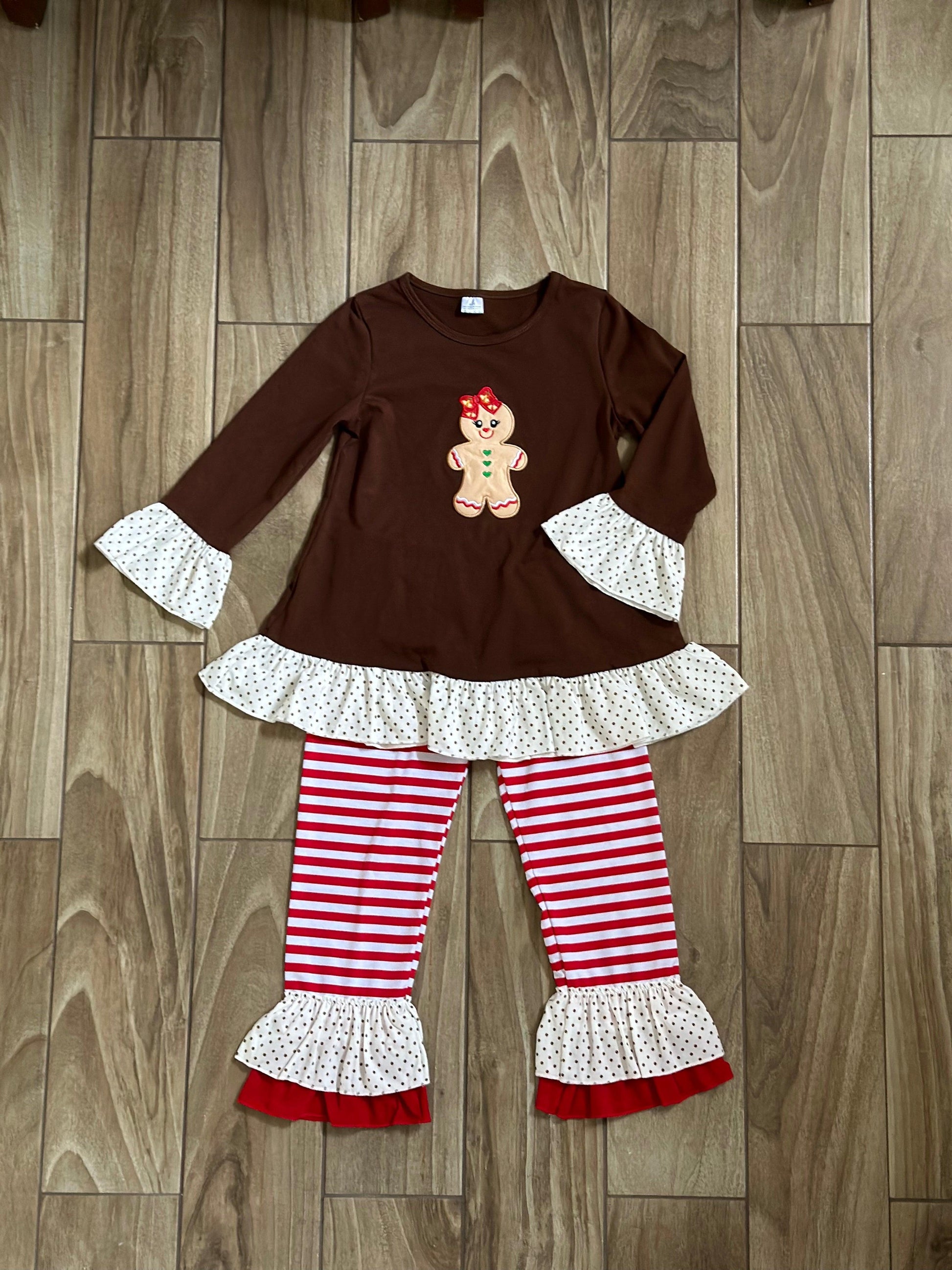 Girls Holiday Gingerbread Outfit - Lele & Co